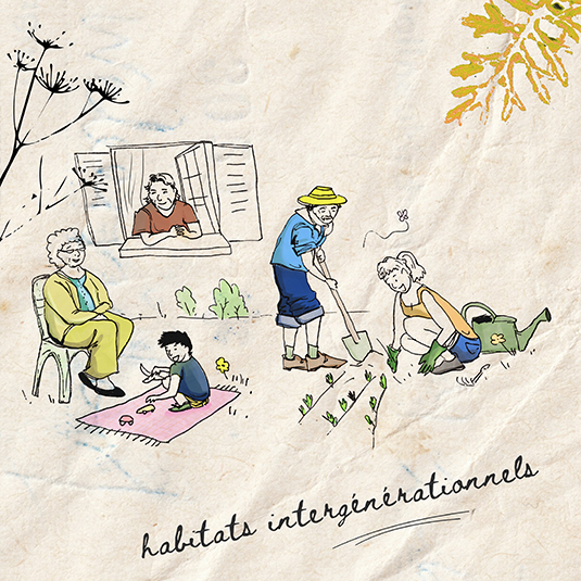 Illustration pédagogique sur les habitats partagés et inclusifs, Prune Charlet